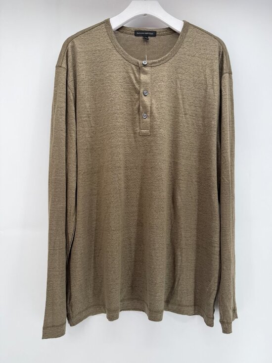 Banana Republic Other - BANANA REPUBLIC LINEN Long Sleeve Tan HENLEY MEN NEW XL
